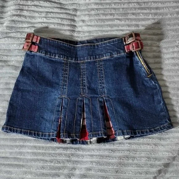Vintage size 5/ 6 U.S. Polo Assn Pleated Jean Mini Skirt - Picture 1 of 3
